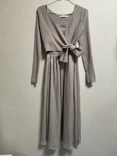 ROYAL PARTY カシュクール風 ロングワンピース ベージュ