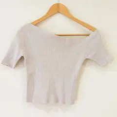 美品 GRL ワンショルリブニット 半袖 オフベージュ　春服レディース　韓国