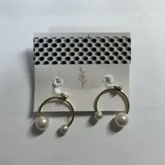 ゴールドフープパールイヤリング