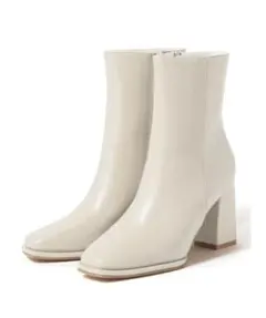 GRL スクエアトゥチャンキーヒールミドルブーツ