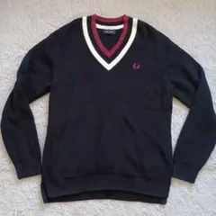 フレッドペリー　チルデン　ニット　セーター　厚手　ロゴ刺繍　ケーブル　黒　M FRED PERRY フレッドペリー セーター BOLD TIPPED CABLE KNIT