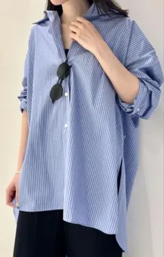 plage R'IAM カシュクール　ストライプシャツ　 　　ブルーのサムネイル