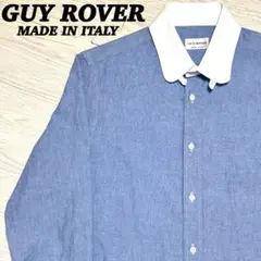 美品 GUY ROVER ギローバー クレリックラウンドカラーシャツ ブルー Mのサムネイル