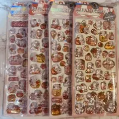 【４枚セット】ボンボンドロップシール　うさぎ　いちご