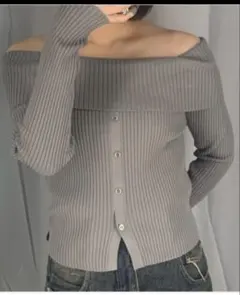 H&M オフショルダー グレー