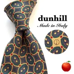 ✨美品✨ダンヒル　ネクタイ　グレー　ベージュ　総柄　幾何学　プリント　dロゴ