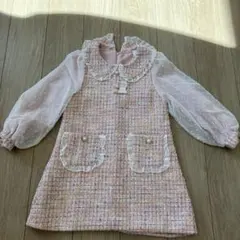 フリル襟ツイード風ワンピース 140