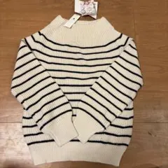 【新品タグ付き】GLOBAL WORK アイボリー・ネイビー ストライプ ニット