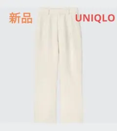 新品　UNIQLO　リネンブレンドタックワイドパンツ　麻　大きいサイズ
