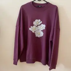 花柄プリント パープル トレーナー
