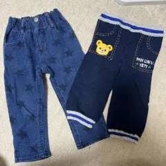 ミキハウス　ムージョン　キッズ パンツ 2枚セット 星柄 デニム風