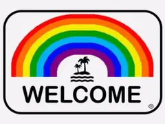 ステッカー シール 車 家 虹 レインボー ヤシ ウェルカム WELCOME