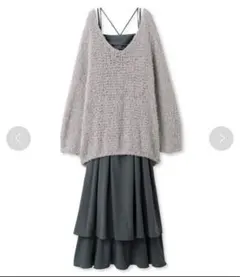 SNIDEL ペーパーヤーンプルオーバー×ギャザーキャミソールワンピース