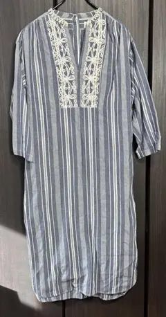 Sara mallika サラマリカ ストライプ カフタン 刺繍 ワンピース