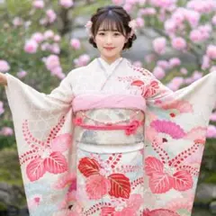 振袖　完全フルセット　25点　成人式　結婚式　前撮り　白　ホワイト　ピンク　絞り