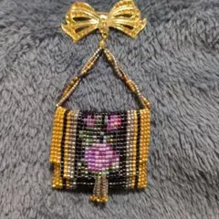 ビーズ織りブローチ ハンドメイド バック型