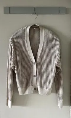 UNIQLO メッシュVネックショートカーディガン グレー