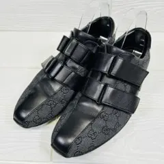 美品✨GUCCIトムフォード期 スニーカー キャンバスGG柄レザー黒25.5