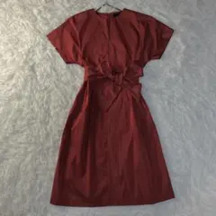 極美品✨ティアラ メルローズ ワンピース ウエストリボン レッド XL相当