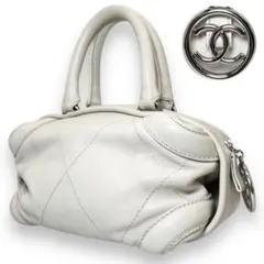 美品■CHANEL ハンドバッグ キルティング ココマーク ホワイト シャネル