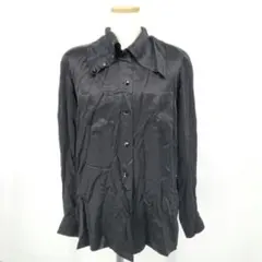 ☆◇b【シルク100%】ランチェッティ シルク シャツ 長袖 トップス 黒のサムネイル