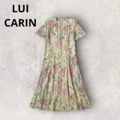 ルイカリン ノーカラーシャツワンピース ロング丈 花柄 リゾート レトロ フレア