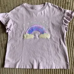 GU 虹 スパンコール 半袖Tシャツ ラベンダー 120のサムネイル
