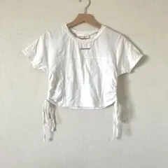 チコ　サイドリボンショート丈Tシャツ　ホワイト　白のサムネイル