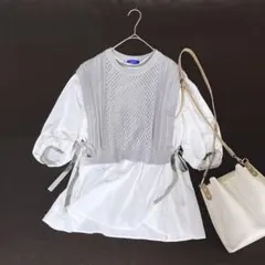 新品同様 ブルーレーベルクレストブリッジ ニットベストとブラウスのセット 38