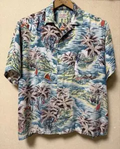 50s レーヨンシャツ アロハ レーヨンギャバジン 60s ドット 半袖シャツ 