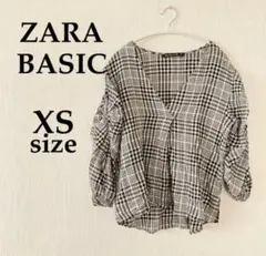 ZARA BASIC ザラ　ベーシック　チェック　ブラウス　シャツ　XS 春のサムネイル
