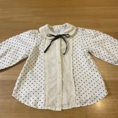【最終値下げ4/12まで】ドット柄ブラウス　サイズ95　リボン取り外し可