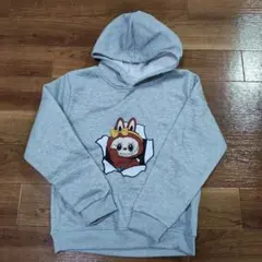 キャラクター プリント グレー パーカー