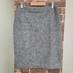 アナイ　スカート　グレー　レディース　タイト　ウール　サイズ36　モコモコひざ丈