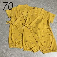 未使用 ベルメゾン 70cm 半袖カバーオール 2点セット 男の子 テント柄④