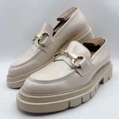 極美品✨ルーカグロッシ ビットローファー 厚底 アイボリー 24.5 イタリア製