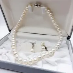【鑑定書付き】パール　本真珠　ネックレスイヤリング3点セット　淡水