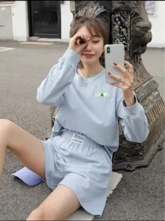 SHEIN Dazy ドロップショルダー スウェットシャツ&トラックショーツ Lのサムネイル