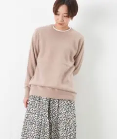 LUCA ラクーンクルーネックニット　ベージュ