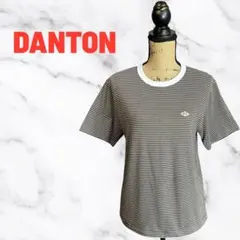 【DANTON】ボーダークルーネックT ロゴパッチ　ブラウンのサムネイル