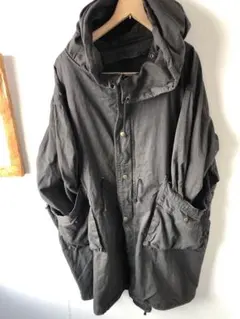 【古着】ダークグレー モッズコート フード付き