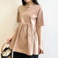 OPAQUE.CLIP Tシャツ シルク調コットン 異素材 Aライン カットソー