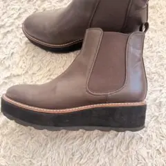 ブラウン レザー ブーツ 4cm厚底