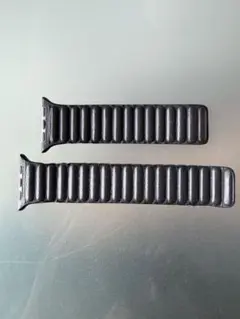 純正Apple Watch 45mm ブラック レザーリンクバンド S/M