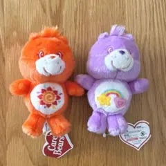 ケアベア ぬいぐるみマスコット 紫 オレンジ ２種セット [新品タグ付]