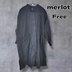 ＄ merlot メルロー ロングシャツワンピース 黒 ブラック
