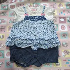 ミキハウス 花柄ロンパース 70