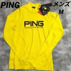 PING メンズ ゴルフウェア 長袖シャツ 黄色　モックネック　М