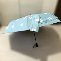 水色 花柄 折りたたみ傘 晴雨兼用　日傘　袋付き　ワンタッチ　自動