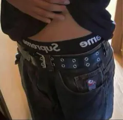 スタッズベルト　ブラック　ダブルピンベルト　y2k　黒　スケーター　男女兼用